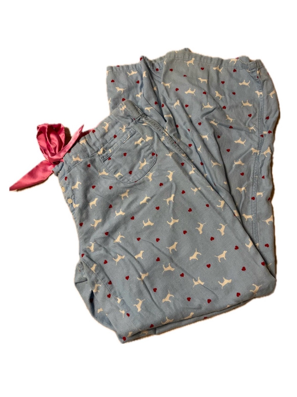 Classic Victoria's Secret PINK Dog + Heart Print Flannel Pajama Bottoms